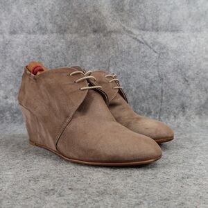 AGL Shoes Womens 38 Booties Fashion Wedge Desert Chukka Leather Lace Up Brown